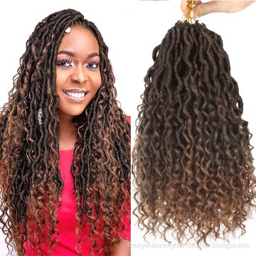 Goddess Locs Crochet Hair Pre-loop Synthetic Crochet Braids Twist Braiding Goddess Faux River Locs Hair Wavy With Curly Ends